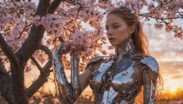 The allure of a female in a dynamic outdoors