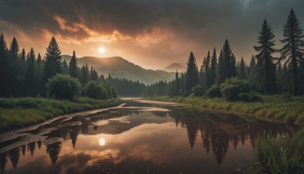 The serene presence of a landscape in a peaceful sunset outdoors
