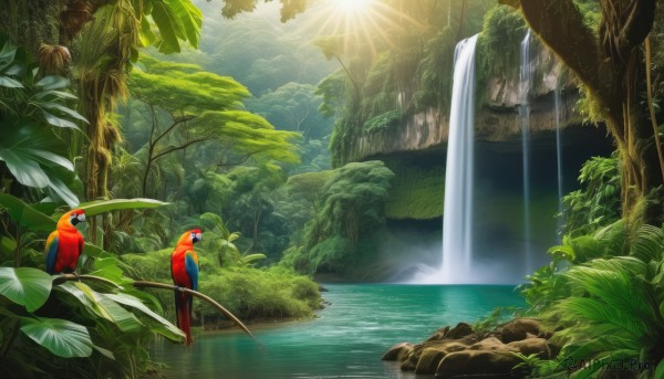 A glimpse of a waterfall in a picturesque day