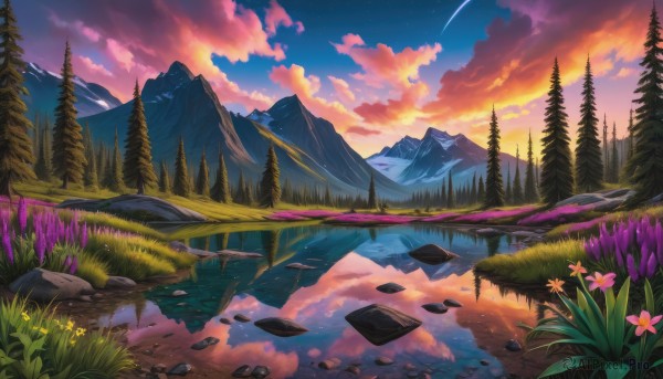 Image of a landscape in a peaceful sunset outdoors