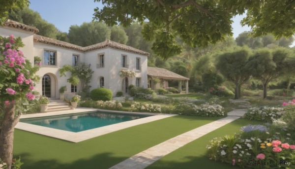 A garden portrayed in a inviting day