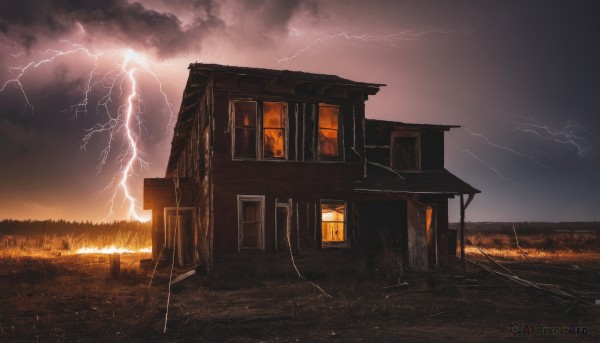 A charming sunset outdoors featuring a lightning