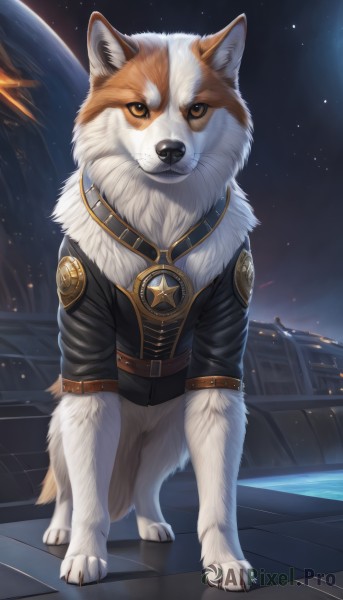 The charm of a dog in a bold night sky