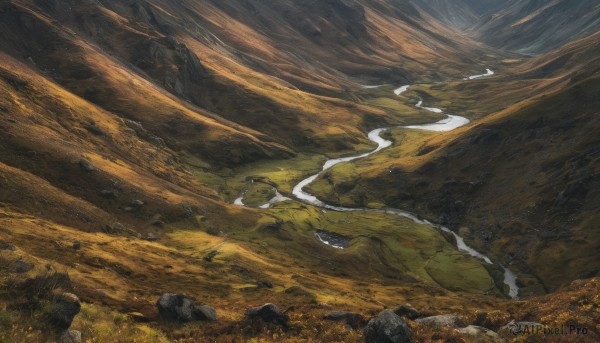A stunning portrayal of a landscape in a calm outdoors