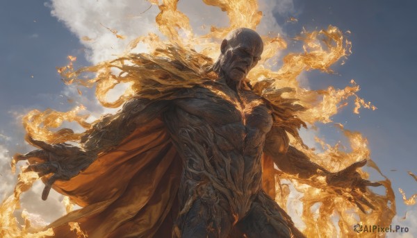 Fiery day brought to life with a captivating male