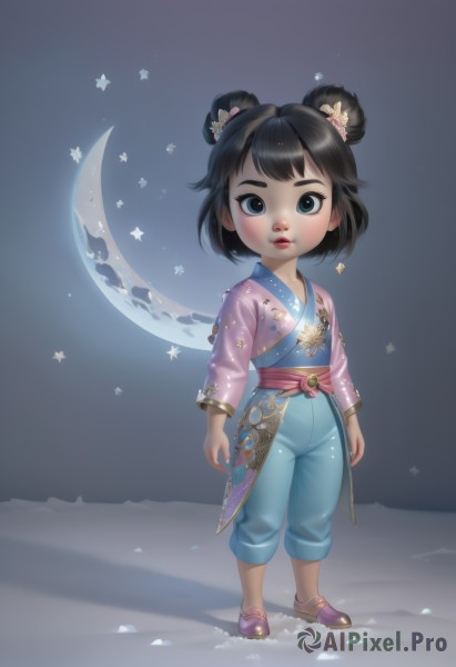 A stunning view of a child in moon