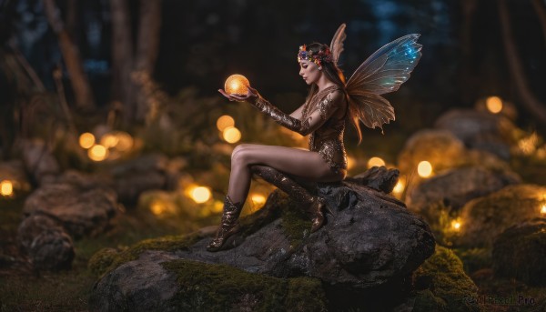 A glimpse of a female in a lush outdoors