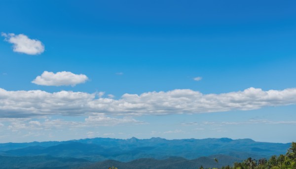 outdoors,sky,day,cloud,tree,blue sky,no humans,cloudy sky,grass,nature,scenery,forest,mountain,landscape,mountainous horizon,hill,plant,horizon,field,summer