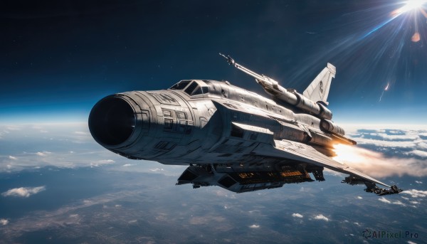 A spacecraft set against the backdrop of a captivating sunlight