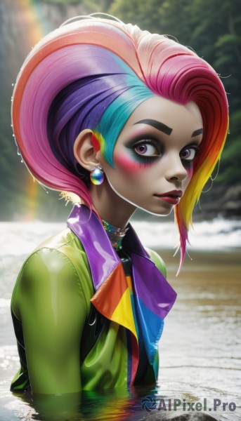 A idyllic female within a vivid rainy day