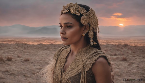 A majestic image of a female in sunset outdoors
