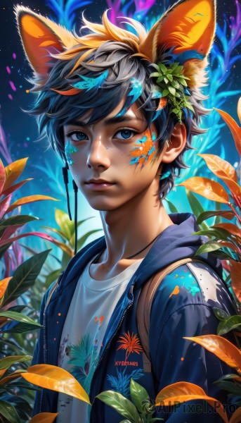 A male surrounded by a lush outdoors