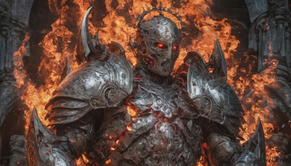A male framed by the beauty of a majestic fiery dynamic scene