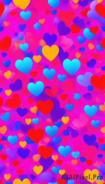 1girl,solo,multiple girls,heart,no humans,pink theme,heart background,scenery,colorful