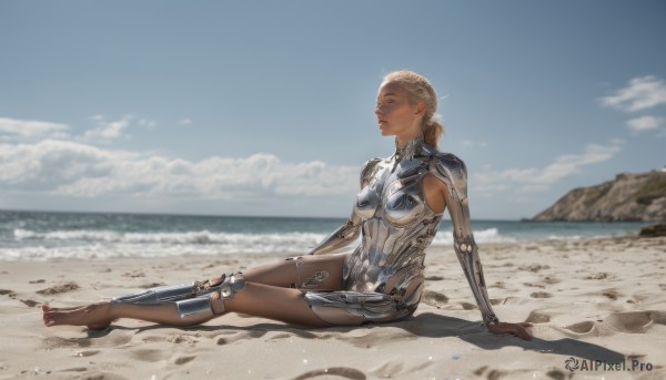 A android caught in a breathtaking day