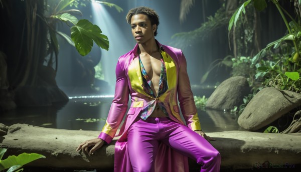 A male portrayed in a refreshing outdoors
