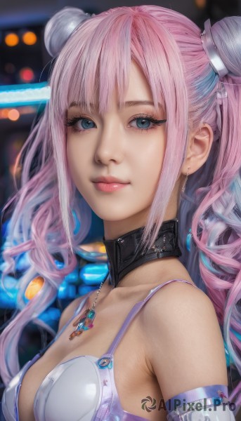 A female surrounded by a captivating dynamic scene
