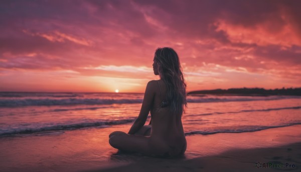 A stunning portrayal of a female in a calm sunset outdoors