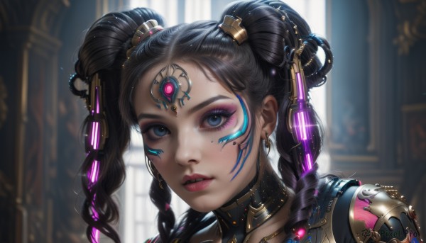 A graceful view of a cyborg in dynamic scene