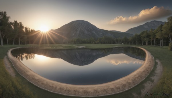 A ethereal sunset outdoors featuring a landscape