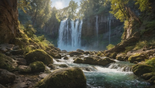 A breathtaking day with a waterfall