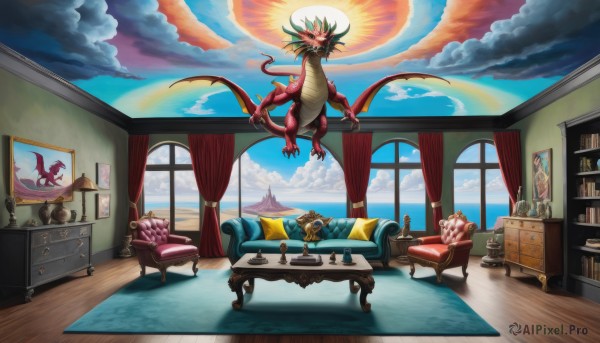 A stunning portrayal of a dragon in a lush day