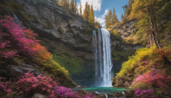 A waterfall framed by the beauty of a majestic day