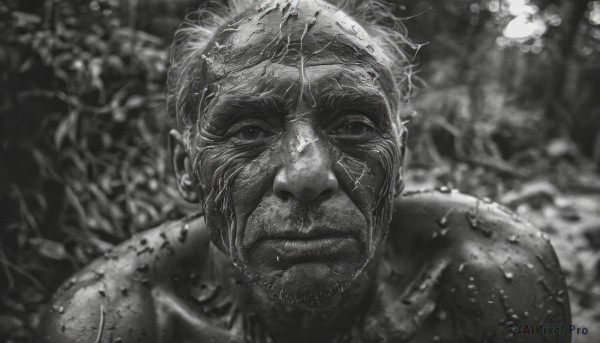 A tranquil view of a male in dynamic scene