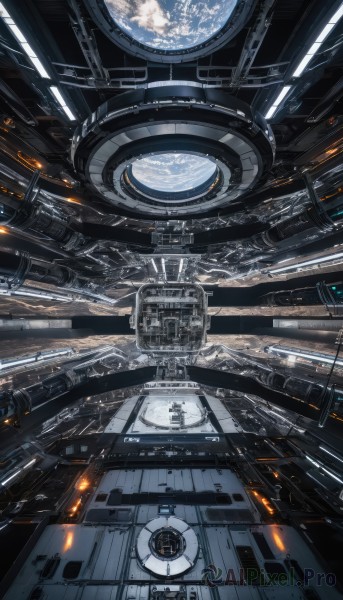 A spacecraft set against the backdrop of a breathtaking scenery