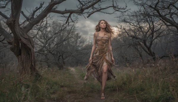 The serene presence of a female in a lush outdoors