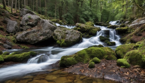 A stunning view of a waterfall in day