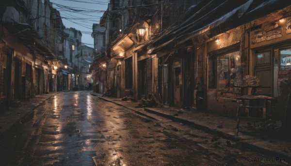 A street portrayed in a inviting rainy day