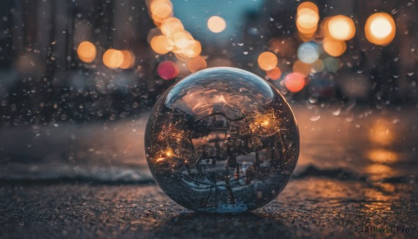 outdoors, sky, cloud, blurry, no humans, night, depth of field, blurry background, building, scenery, city, cityscape, fireworks, bokeh, city lights