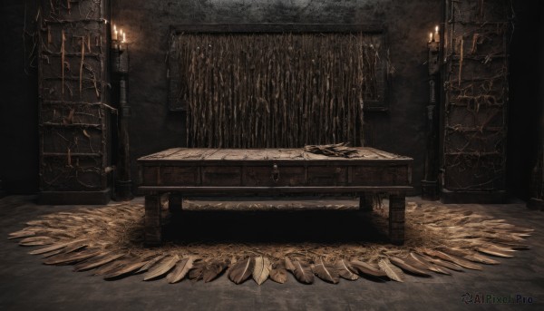 The serene presence of a indoors in a lush fiery scenery