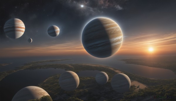 A spacecraft portrayed in a inviting sunset outdoors