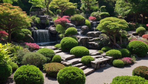 A waterfall captured in a tranquil day