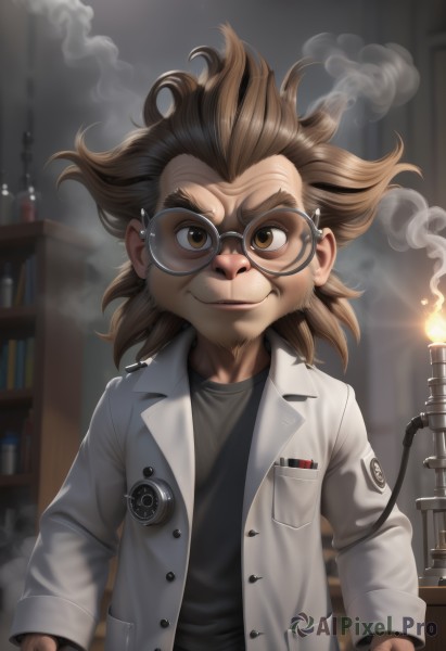 A inspiring view of a male in fiery smoke