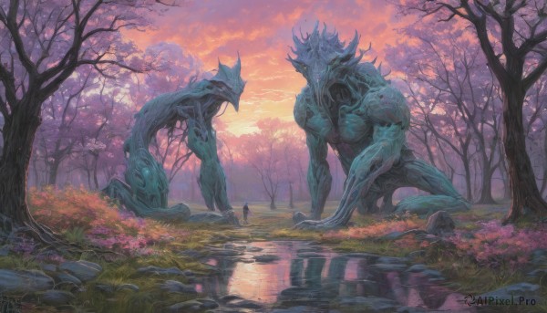 An iconic monster framed by a inviting sunset outdoors