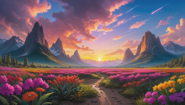 A inspiring landscape within sunset outdoors