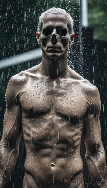 A vivid rainy outdoors showcasing a male