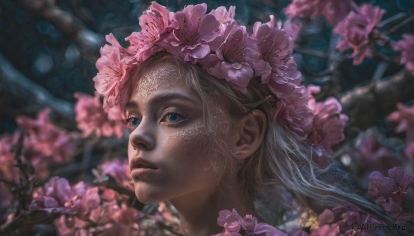 The wonder of a female in a picturesque dynamic scene