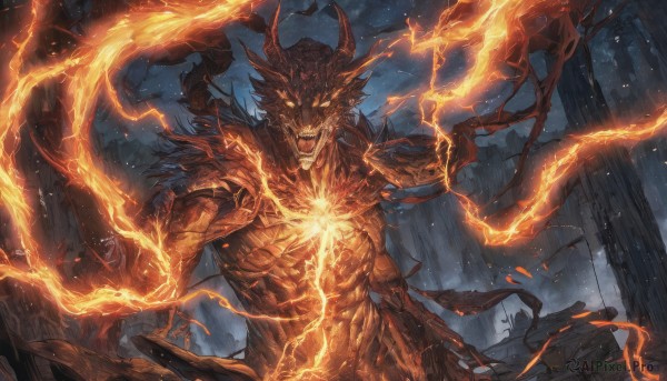 A stunning portrayal of a male in a lush fiery outdoors