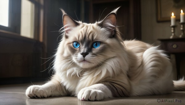 Fiery window brought to life with a serene cat