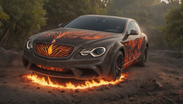 The majestic beauty of a motor vehicle set within a dynamic fiery day