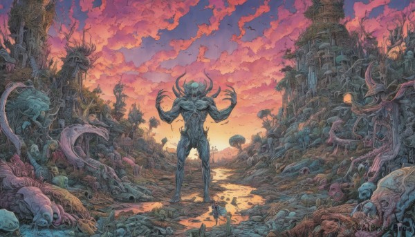 The allure of a male in a majestic sunset outdoors