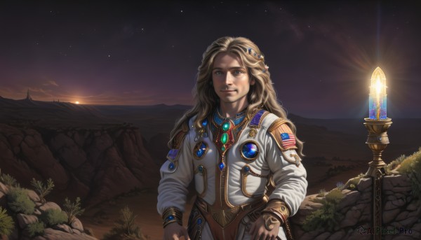 A male amidst a idyllic sunset outdoors