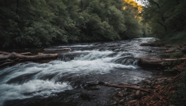 A waterfall captured in a dynamic day