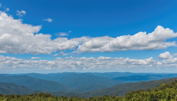 outdoors,sky,day,cloud,tree,blue sky,no humans,cloudy sky,grass,nature,scenery,forest,mountain,field,landscape,mountainous horizon,hill,summer