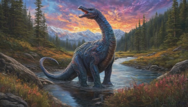 A stunning view of a monster in sunset outdoors