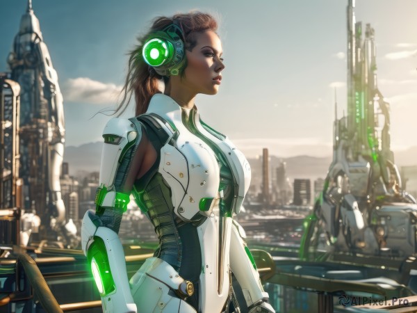 A cyborg showcased in a vivid day